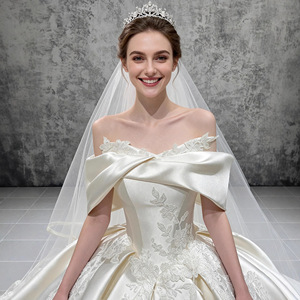 S2114N Nouvelle Collection <span class=keywords><strong>Hiver</strong></span> 2026 Style Français Qualité Supérieure Haute Couture <span class=keywords><strong>Robe</strong></span> de Mariée Longue en Dentelle 100% Coton Coupe A-Line - Product Image 3