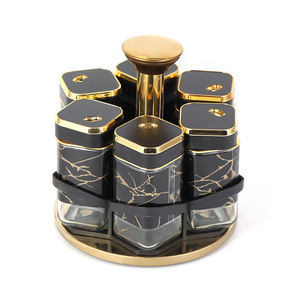 Juego <span class=keywords><strong>de</strong></span> <span class=keywords><strong>tarros</strong></span> <span class=keywords><strong>de</strong></span> cristal cuadrados gigantes <span class=keywords><strong>de</strong></span> una sola capa con tapa giratoria, diseño <span class=keywords><strong>de</strong></span> lujo ligero para almacenamiento <span class=keywords><strong>de</strong></span> especias - Product Image 2