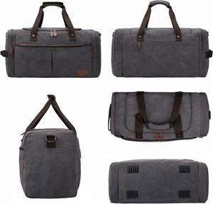 Cotton Canvas Duffel Bag for Travel 45L Weekender Overnight Bag With Shoes Compartment for Men - Product Image 4