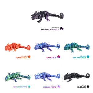 Figurines de caméléons imprimées en 3D, jouets d'animaux mobiles multi-articulés, miniatures pour accessoires de maison, cadeau pour enfants, décoration de salon - Product Image 2