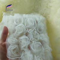 Haute qualité 3D Rose fleur maille broderie dentelle tissu nouveau Design à la mode Jacquard pour robes de mariée enfants Tutu