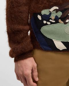 Pull à col rond moelleux à motif OEM & ODM LOGO personnalisé Pull en tricot en mohair pour hommes - Product Image 4