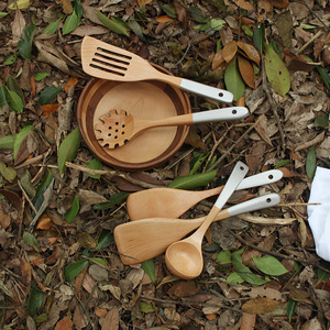 Beechwood Wooden Utensil Set 5 Pieces Silver Handle Spatula Ladle Spoon Non Stick Frying Kitchen Tools - Product Image 4