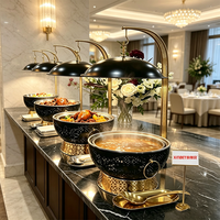 Nouveau design – Réchaud de buffet 8L en acier inoxydable noir, alimenté au combustible, Bain Marie, pour hôtels et traiteurs