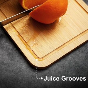 Planche à découper légère en bambou naturel biologique, petite planche à découper en bois avec rainure pour les jus, idéale pour la charcuterie - Product Image 6