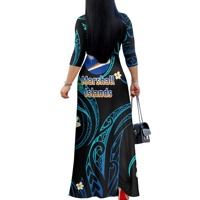 Robe décontractée longue et écologique de conception tribale des îles Marshall ceinture de robe de grande taille personnalisée pour le luxe d'automne
