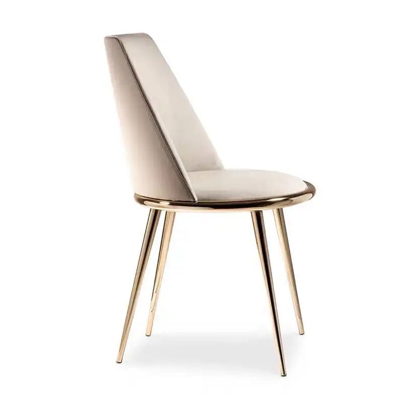 Moderne jambes en or beige fauteuil en cuir