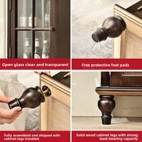 Vitrine Moderne en Bois Massif Style Antique avec Portes Vitrées – Rangement Multifonctionnel pour Salon, Idéal pour le Vin et les Objets Décoratifs