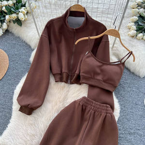 Completo da <span class=keywords><strong>donna</strong></span> a 3 pezzi: canotta senza maniche, giacca corta con collo alto e <span class=keywords><strong>pantaloni</strong></span> a vita alta a gamba larga. - Product Image 5