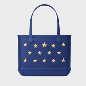 Red EVA <b>Tote</b> <b>Bag</b> With Gold Stars Water Resistant Open Top Fashionable Design All Seasons Daily Use - Product Image 4
