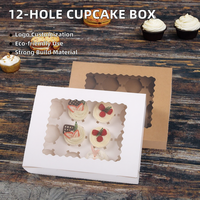 Boîtes à cupcakes carrées réutilisables personnalisées à 12 cavités pour gâteaux et pâtisseries, impression offset sur carton rigide, emballage alimentaire à emporter