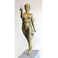 Décoration de jardin en bronze coulé, statue de fille dansante, sculpture en métal