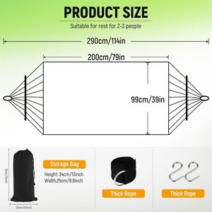Hamaca Doble para Exteriores, Resistente, con Protección Antivuelco, Hamaca Gruesa con Borlas para Acampar y Hacer Senderismo - Product Image 2