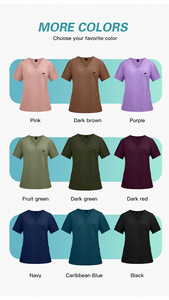 Tenues médicales unisexes en tissu polyester Dobby à séchage rapide, hauts de blouse à manches courtes, ensembles deux pièces pour infirmières dentaires, médecins et personnel hospitalier - Product Image 6
