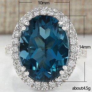Anello con design ovale blu pavone, anello classico da donna - Product Image 5