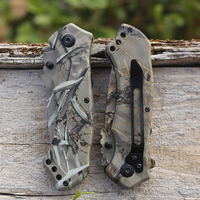 Couteau de chasse professionnel en acier inoxydable, manche en aluminium, poignée à motif de feuille d'érable