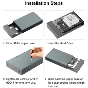 RSHTECH Aluminio USB C 3,5 "SATA III <span class=keywords><strong>Externo</strong></span> HDD SSD Caja de almacenamiento Caja <span class=keywords><strong>Adaptador</strong></span> de unidad portátil Caja de <span class=keywords><strong>disco</strong></span> <span class=keywords><strong>duro</strong></span> para PC - Product Image 4