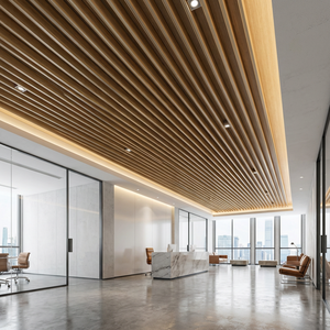 Soffitto in Alluminio Curvo Ondulato con Finitura Effetto Legno, Design Moderno e Minimalista, per Sale Banchetti e Controsoffitti - Product Image 3