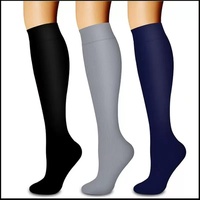 Chaussettes de compression sportives unies pour hommes et femmes, en nylon tricoté doux, pour la grossesse, 20-30 mmHg