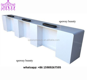 Venta al por mayor de salón de uñas blanco brillo triple manicura de mesa de bar - Product Image 3
