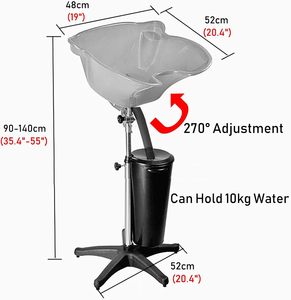 Bac à shampoing en plastique au design moderne et professionnel pour salons de coiffure et barbiers, couleur personnalisable, bac à shampoing portable, réservoir d'eau - Product Image 2