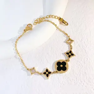 Pulseira de girassol joia fashion pulseira de aço inoxidável banhada a ouro 18K melhor presente para ela