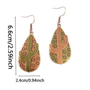 Pendientes Colgantes con Diseño de Cactus, Chapados en Cobre Antiguo, Estilo Bohemio, Joyería de Moda para Mujer, Pendientes de Aleación 2024 - Product Image 5