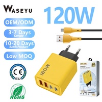 Adaptateur secteur de charge rapide EU 120W de haute qualité à 4 ports avec 2 USB TYPE C pour téléphones Xiaomi Android avec boîte