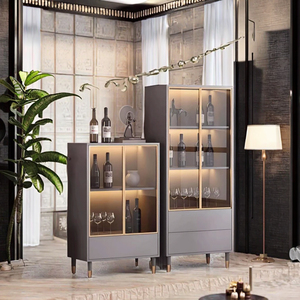 New Home Furniture Wood Wine Cabinet Living Room <b>Kitchen</b> Light Luxury High-end Integrated Wall Door Display Cabinet Contemporary - Product Image 3