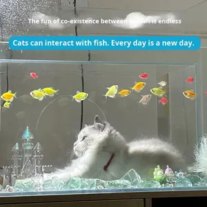 Nido para Gatos y Acuario para Peces 2 en 1 Integrado al por Mayor - Mueble Interactivo Ecológico de Cristal Ultra Blanco para Mascotas para Sala de Estar - Product Image 5