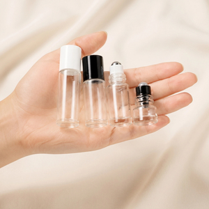Botella Roll-on para Perfume de Aceites Esenciales, Transparente/Ámbar, 1ml 2ml 3ml 5ml, con Tapa de Plástico Blanca/Negra - Product Image 1