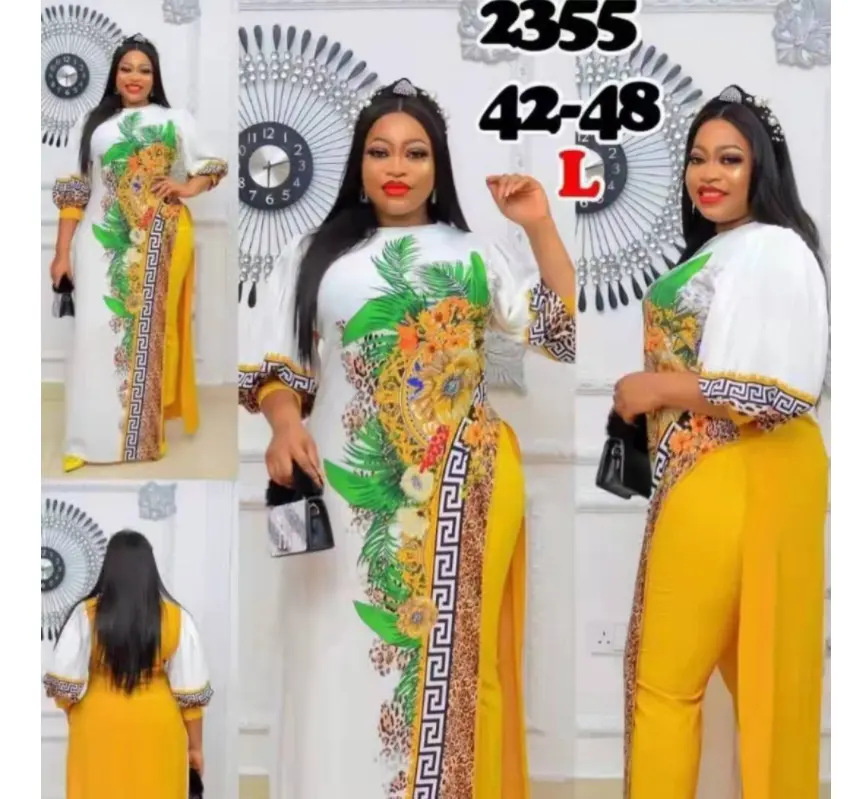Hot sell 2022 African Spring and summer dress women's dress large size swing skirt and pants two piece set