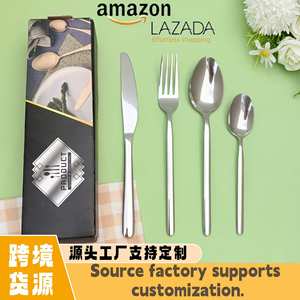 ชุดช้อนส้อมสแตนเลส 4 ชิ้น มีด ส้อม ช้อน สำหรับใช้ในบ้าน โรงแรม ทนทาน สีพื้น - Product Image 5