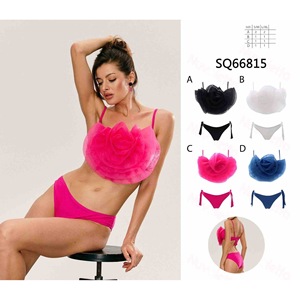 HDJ One Piece Swimsuit Bandeau <b>Tummy</b> <b>Control</b> Shapewear 3D Flower Solid Color Women Swimwear Beachwear Pink Red Blue Green - Product Image 2