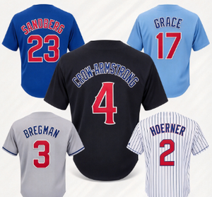 Cubs Sandberg # 23 Crow-Armstrong # 4 Grace # 17 Bregman # 3 Hoerner # 2 Camisetas de Béisbol para Hombre, Camisetas Deportivas Cosidas - Product Image 1