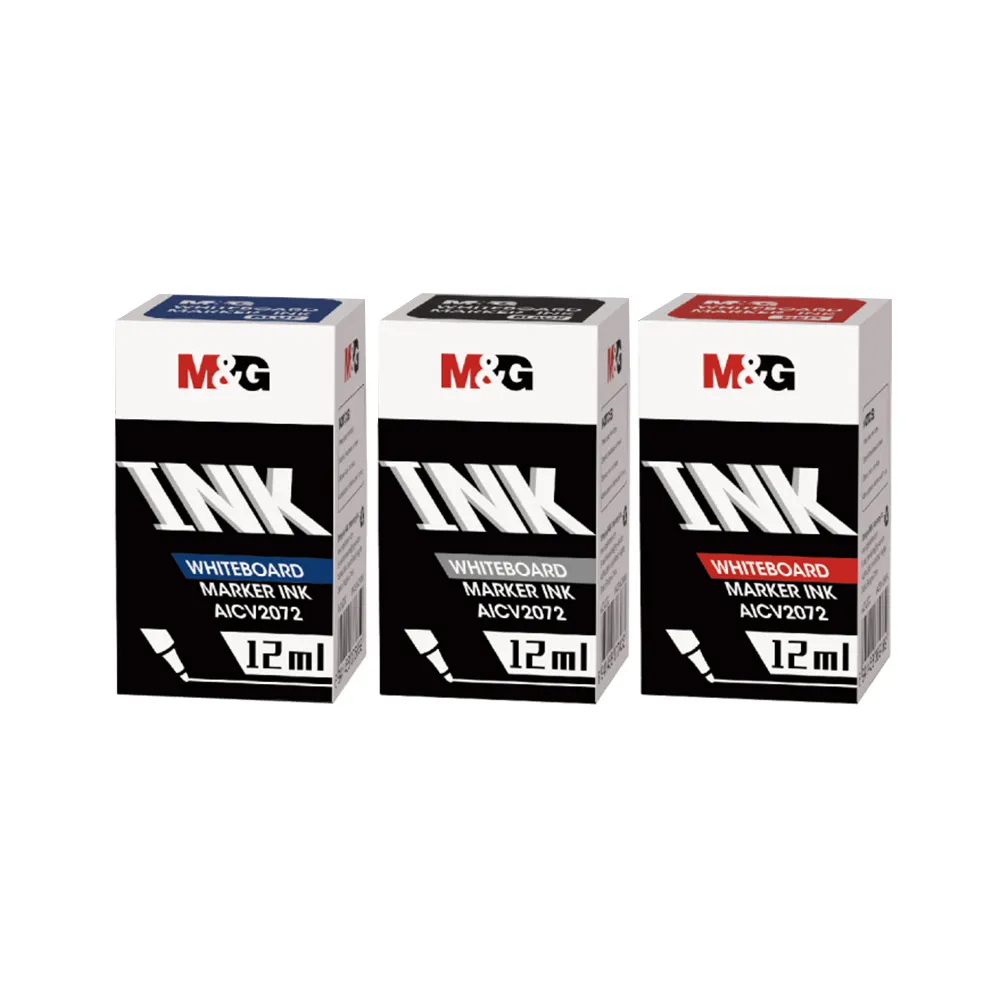 M & G-tinta negra de pizarra blanca, venta al por mayor, permanente, 12ml, tinta de rotulador, proveedor de papelería, tinta de marcador