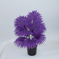 Nouvelle plante artificielle en pot en plastique, feuille de palmier artificielle éco-responsable, haute simulation, violet foncé, pour mariage et Noël
