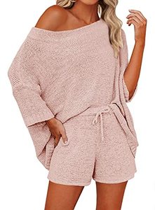 Complimenti da donna 2 pezzi maglione Set Top Shorts in maglia con spalle abbinati ai graziosi Set da salotto del <span class=keywords><strong>pigiama</strong></span> - Product Image 6