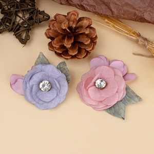 Yupu Fabric Camellia <b>Flower</b> 6cm Flat Back With Rhinestone For Hair Shoes Hats Clothing Accessories - Product Image 3