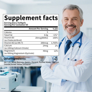 Cápsulas blandas de glicinato de magnesio personalizadas de fábrica con vitamina D3 y K2 para la función cerebral y el soporte para el sueño 120 Cápsulas blandas - Product Image 2