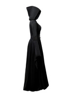 Robe de sorcière gothique noire pour femme, style maxi, manches cloche, à lacets, pour Halloween et spectacles sur scène, vente en gros