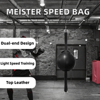 Sac de vitesse en cuir double extrémité Meister SpeedKills avec élastiques et vessie en latex légère - Noir - Petit (5.0) - Pour adulte