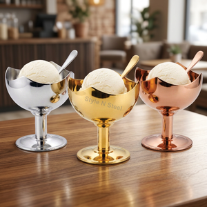 Stainless Steel Ice <b>Cream</b> Bowl Set Flower Design Enamel Dessert Cup for Soup Rice Snacks Home Use - Product Image 3