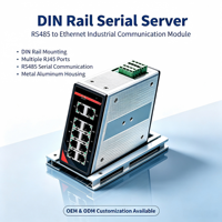 Serveur de périphériques série 8 ports sur rail DIN RS232/485, double Ethernet isolé, 4DI/2DO, Modbus RTU/ASCII TCP/UDP, double alimentation