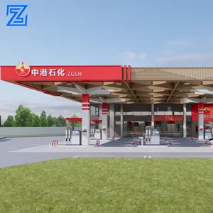 Benzin istasyonu için özelleştirilmiş modern yakıt istasyonu metal gölgelik 3d logo acp gölgelik