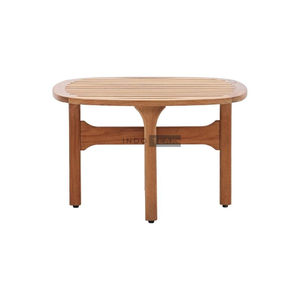 Table basse pliable Elega, imperméable et résistante aux UV, rehausse l'ambiance extérieure, design en lattes de teck arrondies offrant une résistance durable - Product Image 2