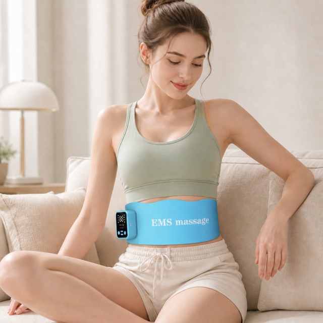 Portable EMS Waist Massager Eight-Mode 18 Intensity Adjustment Large Massage Area Heating Vibrating Waist Massager Belt