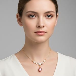 Collar con Colgante de Perla de Agua Dulce <span class=keywords><strong>100</strong></span>% Natural, Collar con Colgante de Perla Redonda de Alta Calidad en Plata de Ley - Product Image 1