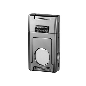 Multi Functional Cigar <b>Lighter</b> Dual Flame <b>Windproof</b> Alloy Body with Cutter and Punch Portable JOFI JT-OB2 - Product Image 3