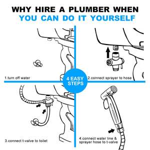 Pulvérisateur de bidet portatif pour toilettes, installation facile et design minimaliste, buse de pulvérisation murale en plastique pour couches en tissu - Product Image 4